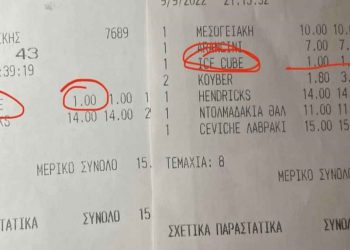 Θεσσαλονίκη: Χρεώνουν ακόμη κι ένα κομμάτι πάγου… σε bar-restaurant της πόλης – Πόσο το πληρώνεις