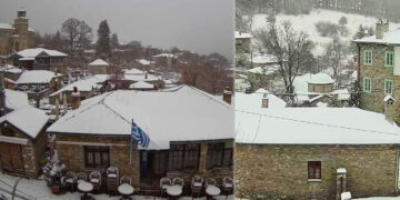 Μαγευτικές εικόνες σε Νυμφαίο, Σαμαρίνα και Πισοδέρι από την πρώτη επέλαση του χιονιά για φέτος