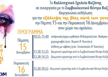Καλλιτεχνικό Σχολείο Κοζάνης: Εκδήλωση για την ευαισθητοποίηση στην εξάλειψη της βίας κατά των γυναικών