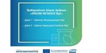 Προδημοσίευση Δέσμης Δράσεων «ΠΡΑΣΙΝΗ ΜΕΤΑΒΑΣΗ ΜμΕ» ΕΣΠΑ 2021-2027