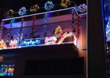 Mαγικός Χριστουγεννιάτικος στολισμός σε οικοδομή στην Πτολεμαΐδα