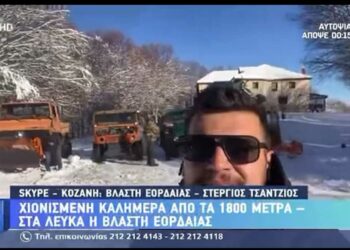 Ρεπορτάζ της τηλεόρασης του ALPHA στη χιονισμένη Βλάστη (βίντεο)