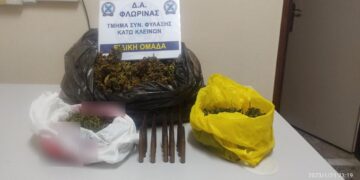 Συνελήφθη 52χρονος σε περιοχή της Φλώρινας για κατοχή 600 γρ. περίπου ακατέργαστης κάνναβης και φυσιγγίων