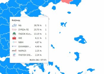 ΥΠΕΣ: Τα επίσημα αποτελέσματα κομμάτων στο 96,02% στο Ν. Κοζάνης