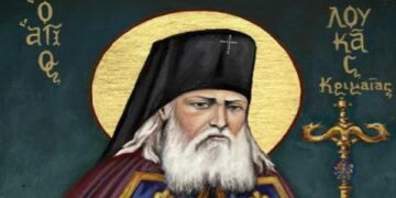 Το ιερό λείψανο του Αγίου Λουκά στον Ι.Ν. Αγίας Σκέπης Πτολεμαΐδας