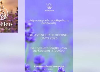 Etheleo: Λόγω καιρικών συνθηκών η εκδήλωση “Lavender Blooming Days 2023” θα γίνει μόνο την Κυριακή 18/6