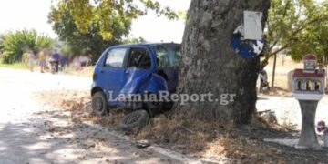 Αδιανόητο τροχαίο στη Βοιωτία: Αυτοκίνητο έπεσε σε δέντρο που βρίσκεται στη μέση του δρόμου – Νεκρός ο 19χρονος οδηγός, έγινε παλιοσίδερα το όχημα