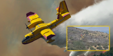 Η στιγμή της πτώσης του Canadair - Στο αεροσκάφος βρίσκονταν δύο Έλληνες χειριστές
