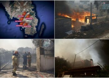 Ανεξέλεγκτο το πύρινο μέτωπο – Eκκενώνονται Λαγονήσι, Σαρωνίδα, Ανάβυσσος