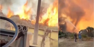 Φωτιά στη Ρόδο: Εγκλωβισμένοι σε ανοιχτό γήπεδο κάτοικοι και πυροσβέστες στο χωριό Ασκληπιείο