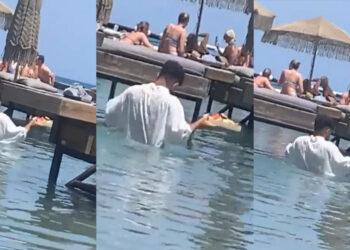 Ρόδος: Παρέμβαση Γεωργιάδη για το εξοργιστικό βίντεο με τον σερβιτόρο που πάει παραγγελία σχεδόν… κολυμπώντας