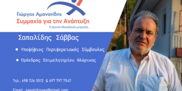 Ο Σαπαλίδης Σάββας Πρόεδρος του Επιμελητηρίου Φλώρινας, υποψήφιος με τον Γιώργο Αμανατίδη