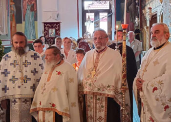 Μέγας Πανηγυρικός Εσπερινός στον εορτάζοντα Ιερό Ναό Κοιμήσεως της Θεοτόκου, της Τ.Κ. Γαλάτειας του Δήμου Εορδαίας (ρεπορτάζ της Κούλας Πουλασιχίδου )