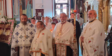 Μέγας Πανηγυρικός Εσπερινός στον εορτάζοντα Ιερό Ναό Κοιμήσεως της Θεοτόκου, της Τ.Κ. Γαλάτειας του Δήμου Εορδαίας (ρεπορτάζ της Κούλας Πουλασιχίδου )