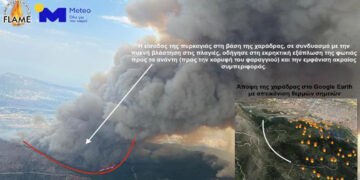 Η έκρηξη της δασικής πυρκαγιάς στην Πάρνηθα δημιούργησε πυρονέφος