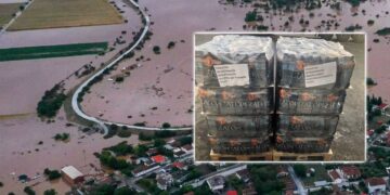 2 παλέτες με νερά από το Σύλλογο Εργαζομένων του Νοσοκομείου Κοζάνης και Κ.Υ προς τους πληγέντες στη Θεσσαλία