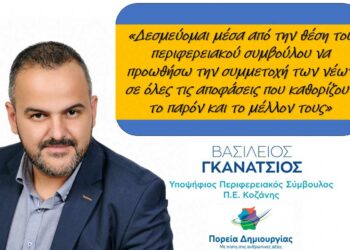 Ο ρόλος της νέας γενιάς στην ενίσχυση της Δημοκρατίας και της τοπικής κοινωνίας - Γράφει ο Βασίλειος Γκανάτσιος