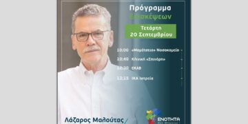 Ο Λάζαρος Μαλούτας συναντά τους πολίτες – Πρόγραμμα επισκέψεων Τετάρτης 20ης Σεπτεμβρίου