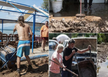 Πήλιο, η επόμενη ημέρα -Με καρότσια και φτυάρια βγάζουν τις λάσπες από τα σπίτια, μεγάλες καταστροφές