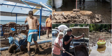 Πήλιο, η επόμενη ημέρα -Με καρότσια και φτυάρια βγάζουν τις λάσπες από τα σπίτια, μεγάλες καταστροφές