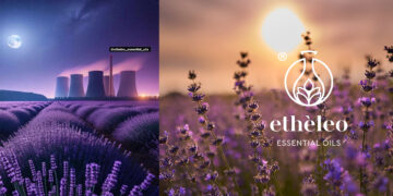 Η όμορφη φωτογραφία της “Etheleo essential oils” με καλλιέργειες λεβάντας
