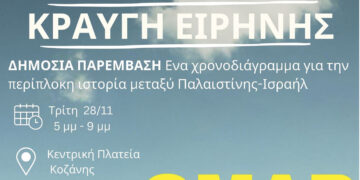 ΑΡΣΙΣ Κοζάνης: Νέος προγραμματισμός της εξ αναβολής δράσης- Κραυγή Ειρήνης: Χρονοδιάγραμμα της περίπλοκης ιστορίας Παλαιστίνης-Ισραήλ