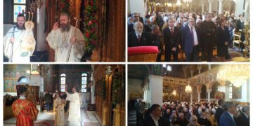 Ιερουργούντος του Σεβασμιωτάτου Μητροπολίτου Φλωρίνης Πρεσπών και Εορδαίας κ.κ Ειρηναίου, η Αρχιερατική Θεία Λειτουργία στον Ιερό Ναό Αγίας Τριάδος Πτολεμαΐδας