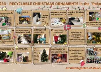 Το 1ο Νηπιαγωγείο Μουρικίου κατασκευάζει Χριστουγεννιάτικα Στολίδια από συσκευασίες για το "Πολικό Express 7"