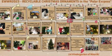 Το 1ο Νηπιαγωγείο Μουρικίου κατασκευάζει Χριστουγεννιάτικα Στολίδια από συσκευασίες για το "Πολικό Express 7"