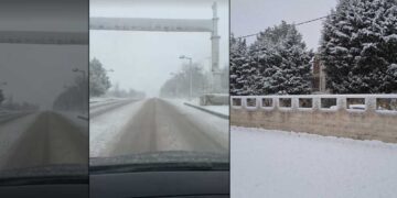 Χιονόπτωση: Διαδρομή “Περδίκκας – Πτολεμαΐδα” – Επέλαση του χιονιά – Επί ποδός τα εκχιονιστικά μηχανήματα