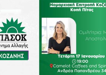 ΠΑΣΟΚ – Κινήματος Αλλαγής Νομού Κοζάνης: Κοπή πίτας -Ομιλήτρια η  Μιλένα Αποστολάκη