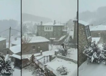 Το Νυμφαίο φόρεσε τα "καλά του" - Πυκνή Χιονόπτωση στο “Πέτρινο Στολίδι” της Φλώρινας