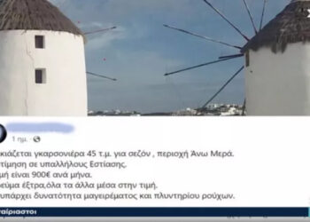 Μύκονος: Εξωφρενική αγγελία – Γκαρσονιέρα 45 τ.μ. νοικιάζεται 900 ευρώ το μήνα