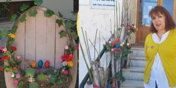 Ακολουθώντας τη χρωματική παλέτα της Ανοιξιάτικης φύσης η Εικαστικός Γιώτα Καρβουνιάρη έδωσε  Πασχαλινό χρώμα στο Δημοτικό Κατάστημα Πτολεμαΐδας! (ρεπορτάζ της Κούλας Πουλασιχίδου)