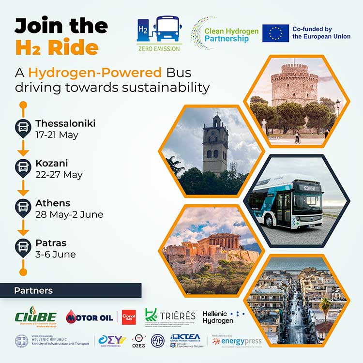 Το τρίτο JIVE Roadshow: Ένα λεωφορείο υδρογόνου στην Κοζάνη, στις 22-27/5