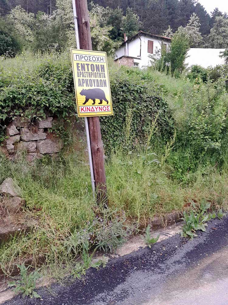 Τοποθετήθηκαν προειδοποιητικές πινακίδες για έντονη δραστηριότητα αρκούδων στο λόφο του Αγίου Παντελεήμονα