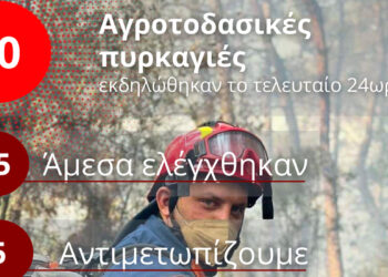 50 αγροτοδασικές πυρκαγιές εκδηλώθηκαν το τελευταίο 24ωρο στη χώρα