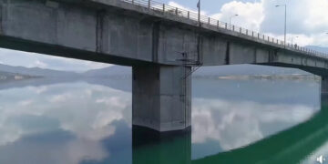Μία βιντεοσκόπηση μέσω drone, κατά την περίοδο συντήρησης στην Υψηλή Γέφυρα Σερβίων