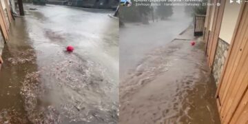 Πλημμύρισε η πλατεία της Κρανιάς Γρεβενών από τις χθεσινές μπόρες (Φωτογραφίες)