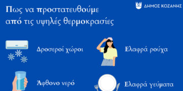 Τι να προσέχουμε κατά τη διάρκεια του επερχόμενου καύσωνα; - Οδηγίες από την Πολιτική Προστασία του Δήμου Κοζάνης
