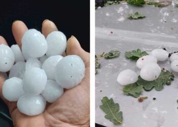 Χαλάζι τεράστιου μεγέθους πέφτει αυτή την ώρα σε περιοχές της Έδεσσας