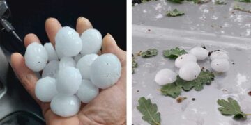 Χαλάζι τεράστιου μεγέθους πέφτει αυτή την ώρα σε περιοχές της Έδεσσας