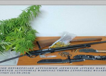 Συνελήφθη 60χρονος για παραβάσεις της νομοθεσίας περί εξαρτησιογόνων ουσιών και περί όπλων στη Φλώρινα