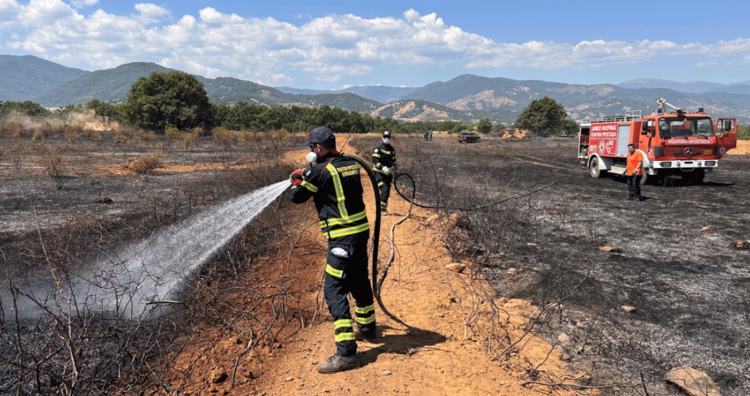 Συνεργασία δυνάμεων για την κατάσβεση φωτιάς ανάμεσα στις κοινότητες Υδρούσσας και Άνω Υδρούσσας.