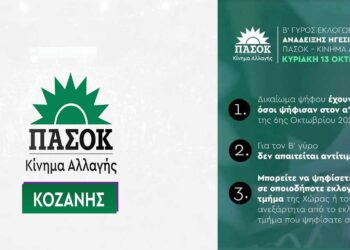 ΝΕ ΠΑΣΟΚ Κοζάνης: Σε 13 εκλογικά κέντρα ο β΄ γύρος εκλογών την Κυριακή