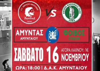 Χάντμπολ: Ο Αμύντας Αμυνταίου απέναντι στον πρωτοπόρο Φοίβο Συκεών το Σάββατο 16/11/2024 στο ΔΑΚ Αμυνταίου