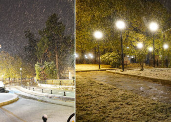 Ώρα 03:00: Πολλές φωτογραφίες από το πρώτο χιόνι της σεζόν 2024-2025 στην Πτολεμαΐδα