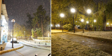 Ώρα 03:00: Πολλές φωτογραφίες από το πρώτο χιόνι της σεζόν 2024-2025 στην Πτολεμαΐδα