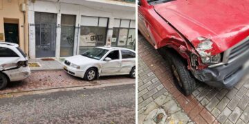 Αγροτικό έπεσε πάνω στην πιάτσα ΤΑΞΙ στην Κοζάνη- Υλικές ζημιές σε σταθμευμένα οχήματα