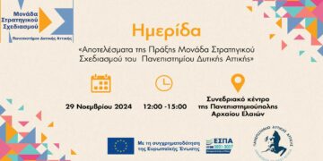 Ημερίδα του Πανεπιστημίου Δυτικής Αττικής: «Αποτελέσματα της Πράξης Μονάδα Στρατηγικού Σχεδιασμού του Πανεπιστημίου Δυτικής Αττικής»